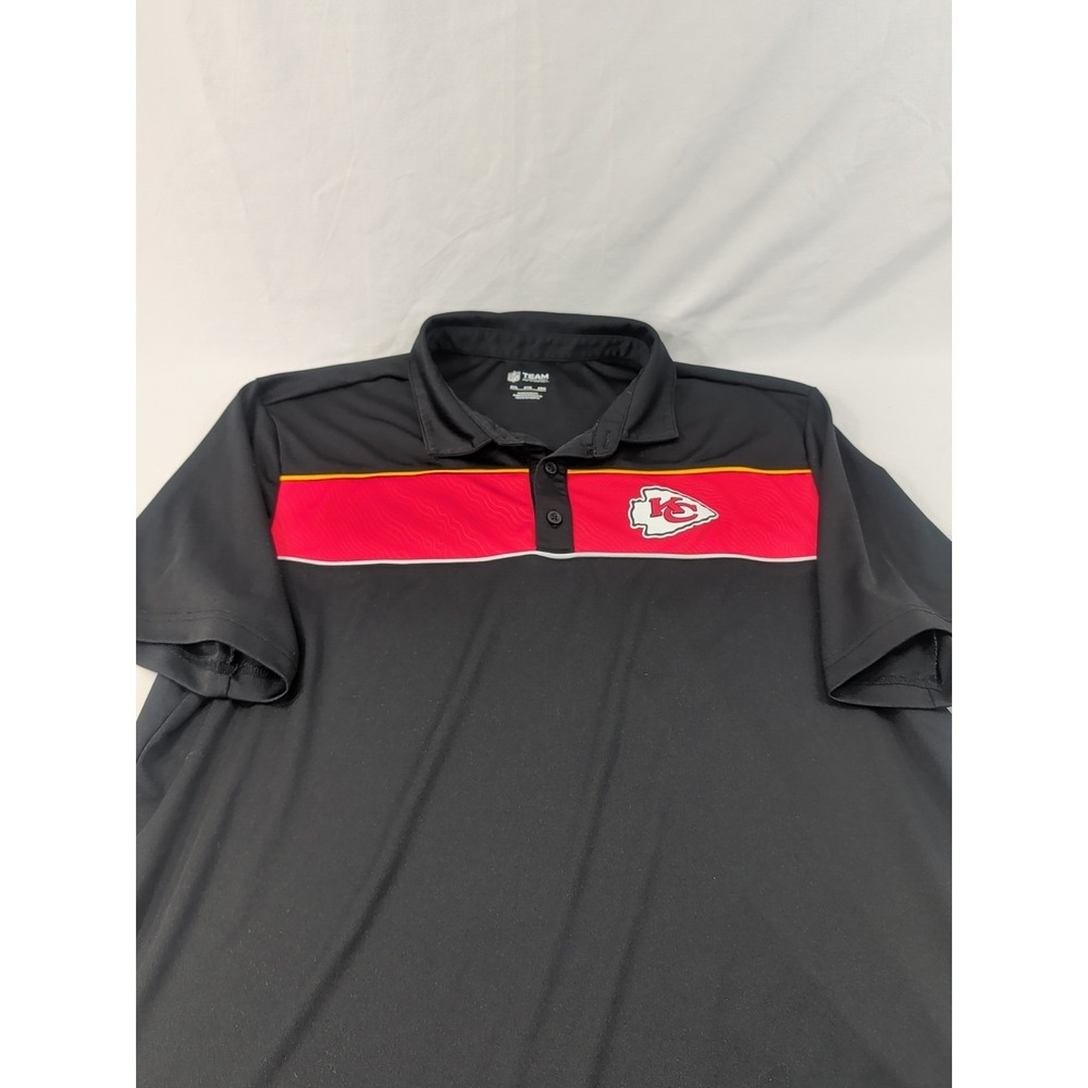 Kansas City‎ Chiefs NFL Team Apparel Polyester Men's Polo Shirt Black Size 2XL